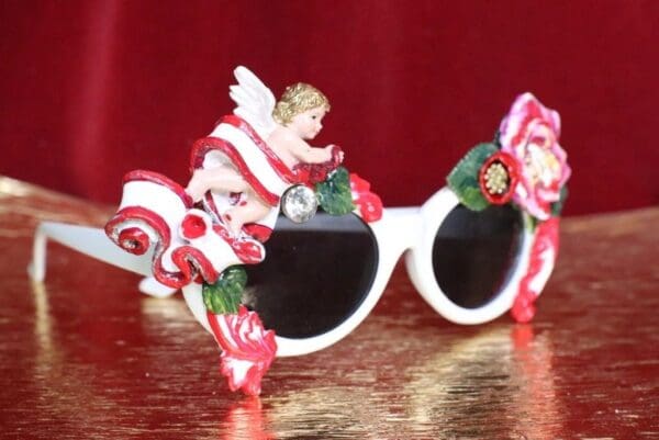 SOLD! 6568 Baroque Embellished Cherub Angel Rose Embellished Sunglasses - Image 3