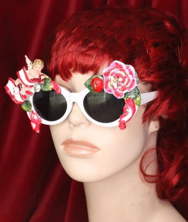 SOLD! 6568 Baroque Embellished Cherub Angel Rose Embellished Sunglasses - Image 6
