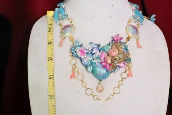 SOLD! 6576 Art Jewelry 3D Effect Vivid Sleeping Mermaid Genuine Triplet Opal Necklace - Image 4