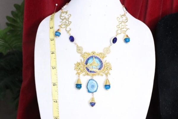 SOLD! 6600 Genuine Agate Minka Japanese House Massive Necklace - Image 8