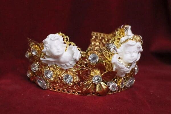 SOLD! 6659 Barocchi White Chubby Cherubs Clear Rhinestones Crown - Image 3