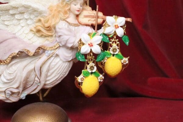 SOLD! 6663 Baroque Sicilian Lemon Fruit Studs Earrings - Image 2