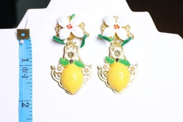 SOLD! 6663 Baroque Sicilian Lemon Fruit Studs Earrings - Image 6