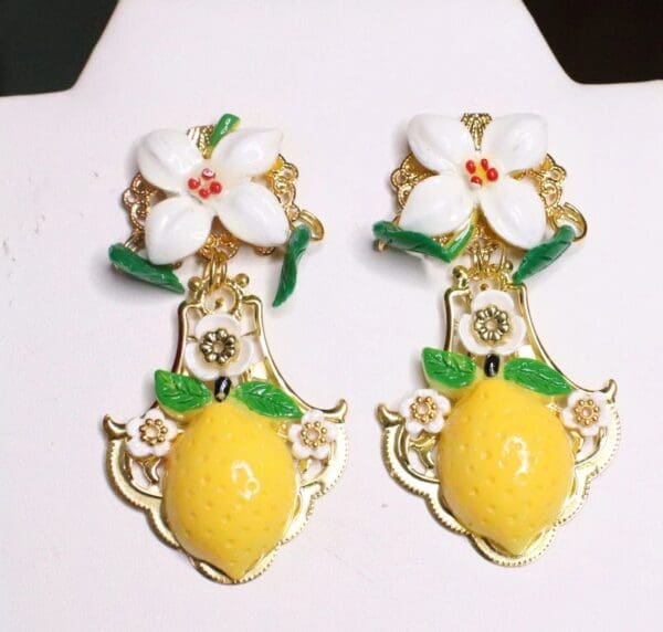 SOLD! 6663 Baroque Sicilian Lemon Fruit Studs Earrings - Image 7