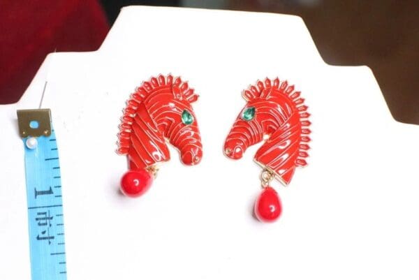 SOLD! 6680 Baroque 2 Colors Enamel Zebra Studs Earrings - Image 2