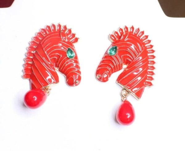 SOLD! 6680 Baroque 2 Colors Enamel Zebra Studs Earrings - Image 3