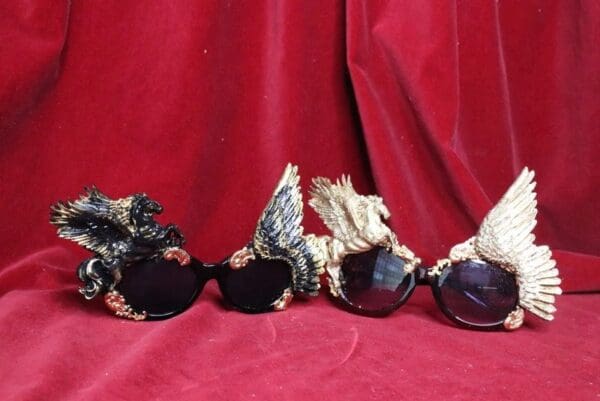 SOLD! 6681 Baroque Gold Pegasus Winged Embellished Sunglasses - Image 2