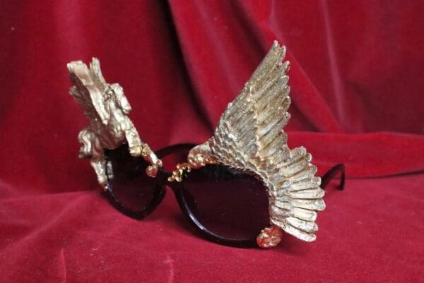 SOLD! 6681 Baroque Gold Pegasus Winged Embellished Sunglasses - Image 4
