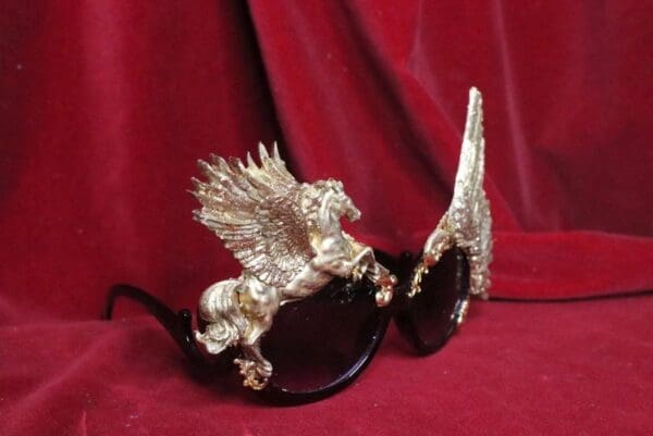 SOLD! 6681 Baroque Gold Pegasus Winged Embellished Sunglasses - Image 5