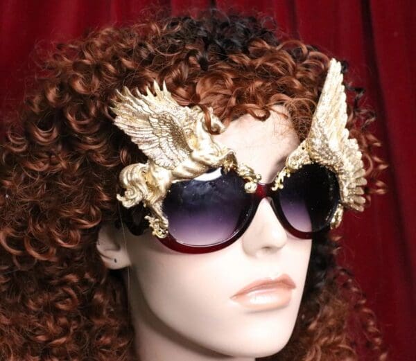 SOLD! 6681 Baroque Gold Pegasus Winged Embellished Sunglasses - Image 7