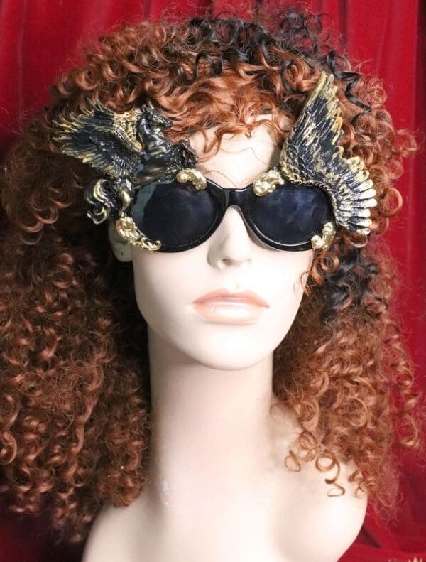 SOLD! 6686 Baroque Black Pegasus Winged Embellished Sunglasses - Image 5