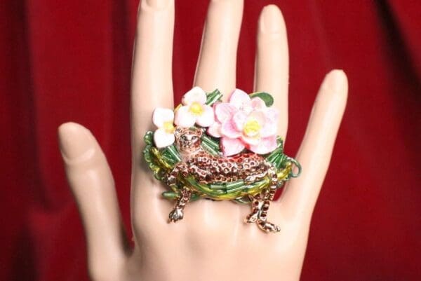 SOLD! 6708 Enamel Leopard Animal Flowers Cocktail Single Finger Adjustable Ring - Image 3