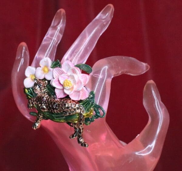 SOLD! 6708 Enamel Leopard Animal Flowers Cocktail Single Finger Adjustable Ring - Image 7