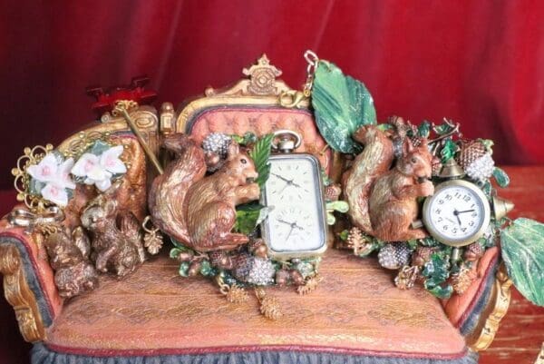 SOLD! 6715 Baroque Oak Clock Squirrel Hand Painted Adjustable Bracelet - Image 5