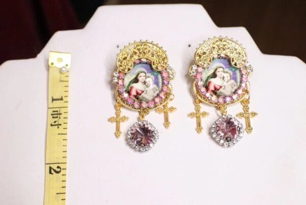 SOLD! 6740 Madonna And A Child Studs Earrings - Image 3
