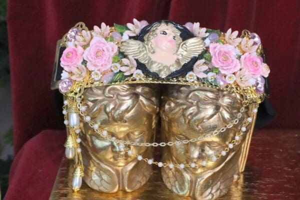 SOLD! 6750 La Moda Baroque Runway Chubby Cherubs Angels Embellished Waist Gold Belt Size S, L, M - Image 3