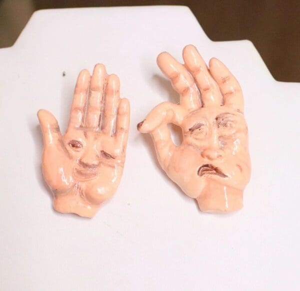 SOLD! 6773 Baroque Runway 2020 Irregular Hands Pop Art Earrings - Image 5