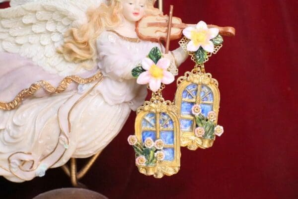 SOLD! 6788 Baroque 3D Effect Window Flower Studs Earrings - Image 2