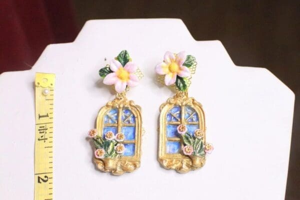 SOLD! 6788 Baroque 3D Effect Window Flower Studs Earrings - Image 4