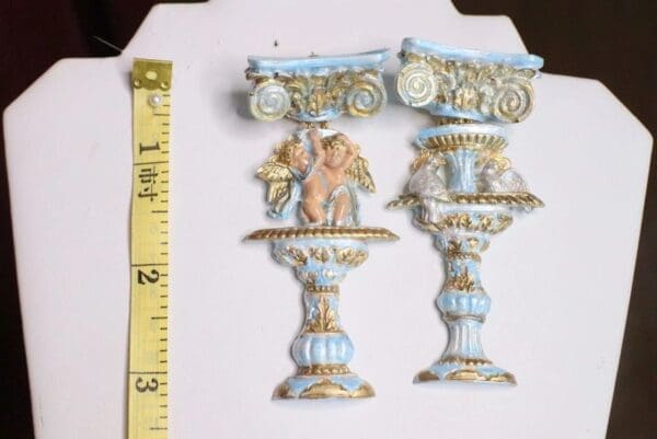 SOLD! 6816 Baroque Cherub Vintage Style Angel Roman Column Light Weight Studs Earrings - Image 3