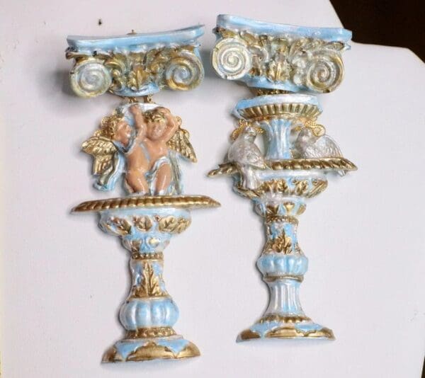 SOLD! 6816 Baroque Cherub Vintage Style Angel Roman Column Light Weight Studs Earrings - Image 4