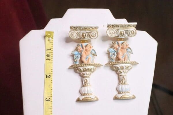 SOLD! 6817 Baroque Cherub Vintage Style Angel Roman Column Light Weight Studs Earrings - Image 4