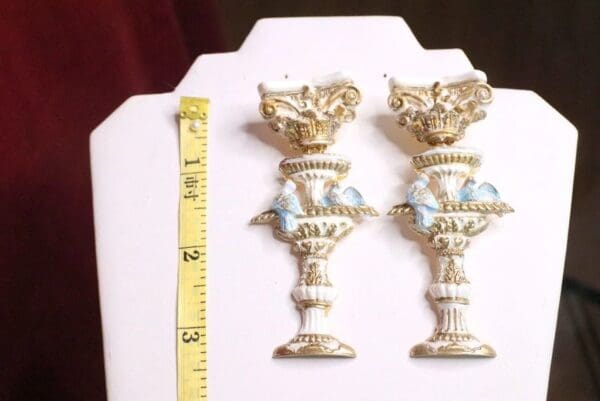 SOLD! 6818 Baroque Cherub Vintage Style Doves Roman Column Light Weight Studs Earrings - Image 7