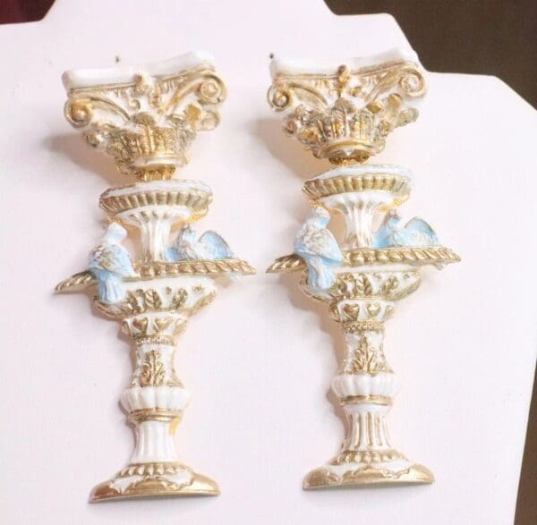 SOLD! 6818 Baroque Cherub Vintage Style Doves Roman Column Light Weight Studs Earrings - Image 3
