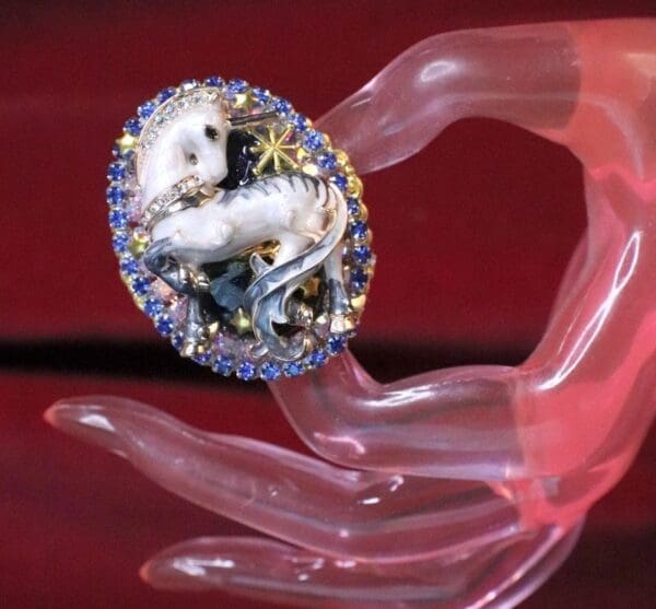 SOLD! 6840 Genuine Huge Agate Unicorn Cocktail Adjustable Ring