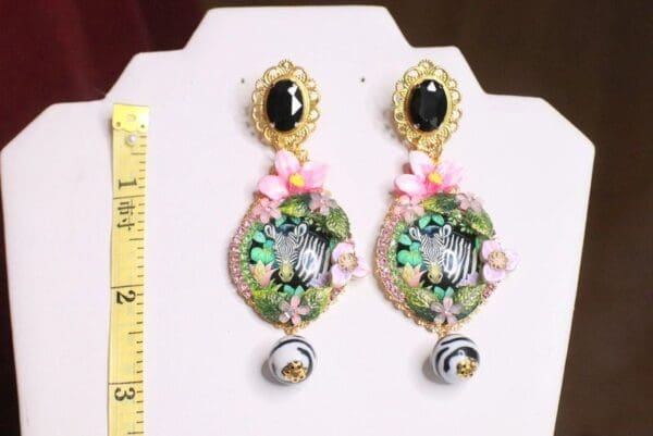 SOLD! 6854 Baroque Zebra Print Cameo Studs Earrings - Image 4