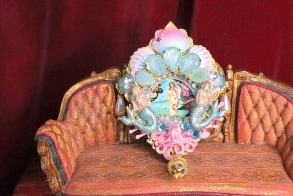 SOLD! 6885 Birth Of Venus Sea Horse Shell Pink Octopus Huge Stunning Brooch - Image 8