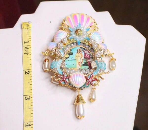 SOLD! 6885 Birth Of Venus Sea Horse Shell Pink Octopus Huge Stunning Brooch - Image 9
