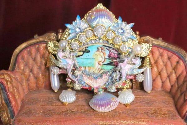 SOLD! 6887 Birth Of Venus Vintage Style Dragons Shell Pink Octopus Huge Stunning Brooch - Image 4