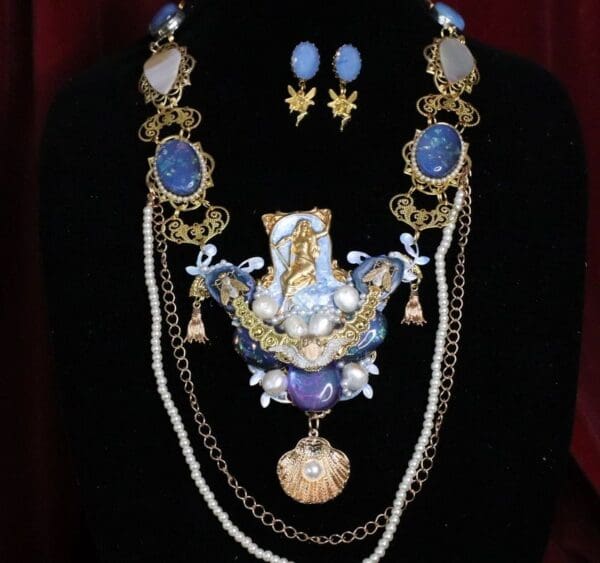 SOLD! 6920 Set Of Genuine Tourmaline Pearls Fairy Mermaid Mystical Pendant Necklace+ Earrings
