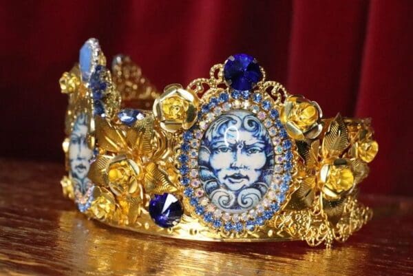 SOLD! 6915 Baroque Medusa Cameo Crown Headband - Image 9