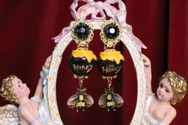 SOLD! 6939 Baroque Honey Bee Long Earrings - Image 4