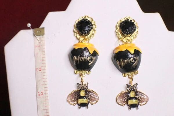 SOLD! 6939 Baroque Honey Bee Long Earrings - Image 5