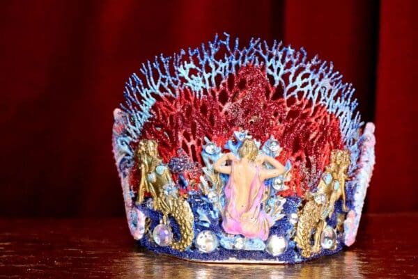 SOLD! 6945 Baroque Hand Painted Nautical Marine Mermaids Coral Reef Stunning Crown