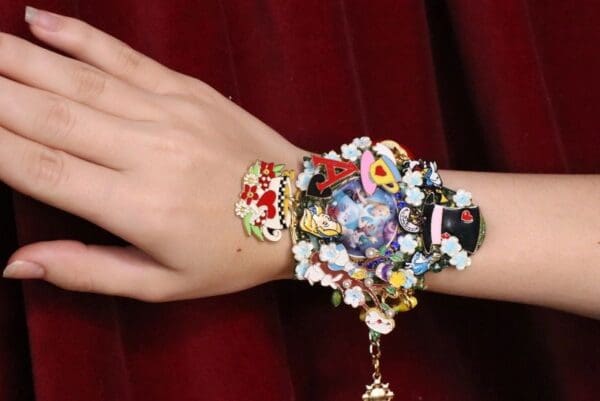 SOLD! 6947 Alice In Wonderland Embellished Adjustable Bracelet - Image 3