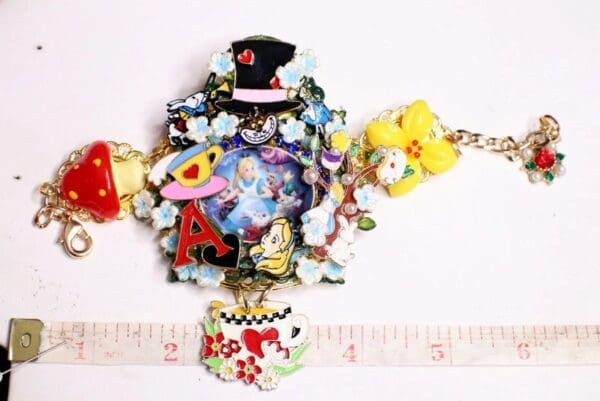 SOLD! 6947 Alice In Wonderland Embellished Adjustable Bracelet - Image 7