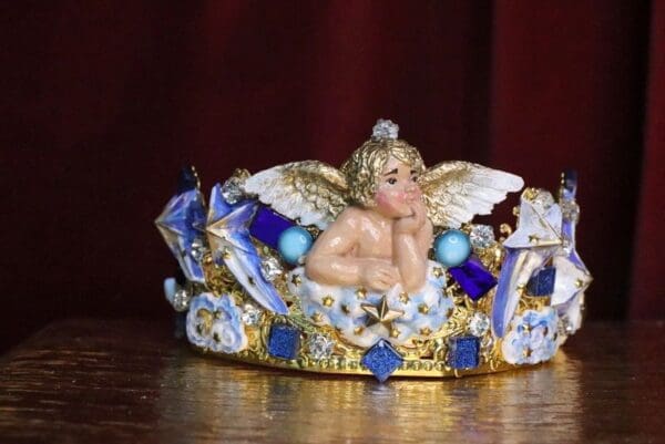 SOLD! 6952 Baroque Hand Painted Raphael Cherub Clouds Stunning Crown - Image 6