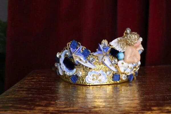 SOLD! 6952 Baroque Hand Painted Raphael Cherub Clouds Stunning Crown - Image 7
