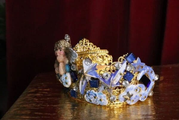 SOLD! 6952 Baroque Hand Painted Raphael Cherub Clouds Stunning Crown - Image 8