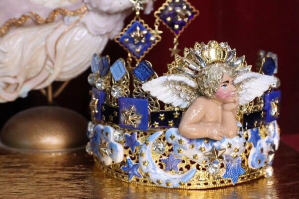SOLD! 6954 Baroque Hand Painted Raphael Cherub Clouds Stunning Crown - Image 3