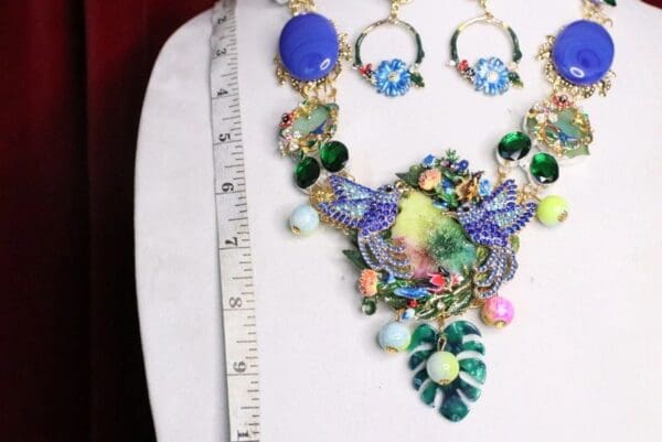 SOLD! 6980 Set Of Genuine Rainbow Solar Sulemani Agates Crystal Birds Quartz Statement Necklace - Image 4