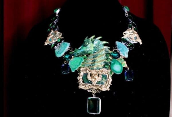 SOLD! 7007 Medieval Genuine Agate Dragon Veins Agate Dragon Necklace - Image 3