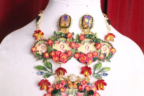 SOLD! 7018 Young Marie Antoinette Bright Flowers Studs Earrings