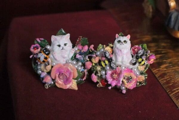 SOLD! 7046 Baroque Art Jewelry Kitty Cat Cocktail Adjustable Ring - Image 5