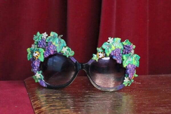 SOLD! 7058 Baroque Grapes Hand Painted Embellished Embellished Sunglasses - Image 5