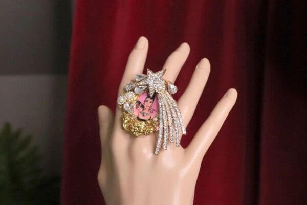 SOLD! 7063 Audrey The Star Cocktail Adjustable Ring - Image 3